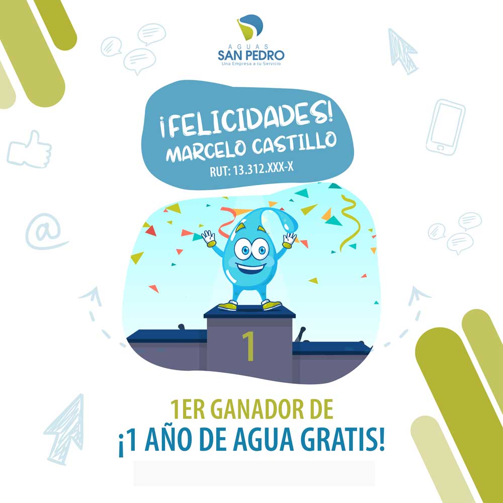 Marcelo Castillo es el primer ganador de la campaña "Gana un año de agua gratis" de Aguas San Pedro